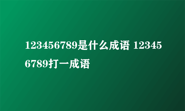 123456789是什么成语 123456789打一成语