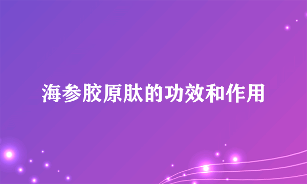 海参胶原肽的功效和作用