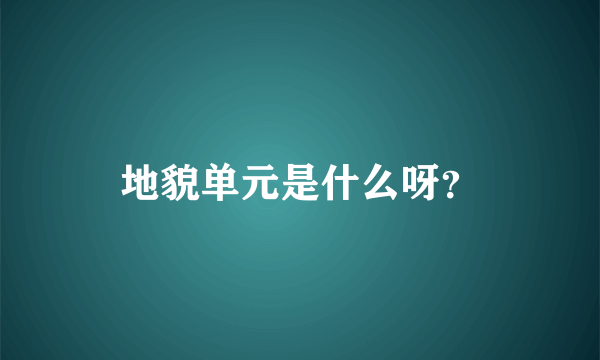 地貌单元是什么呀？