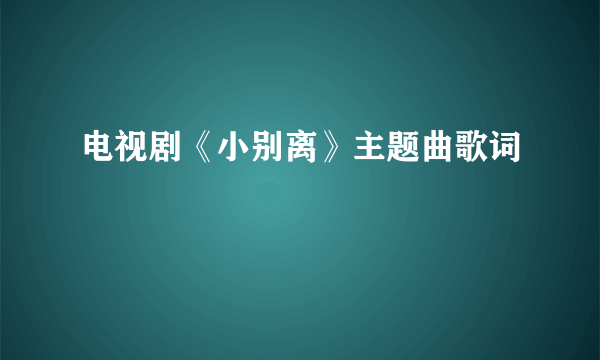 电视剧《小别离》主题曲歌词