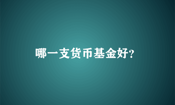 哪一支货币基金好？