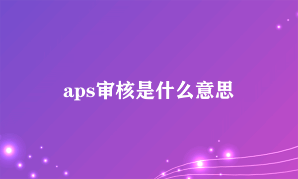 aps审核是什么意思