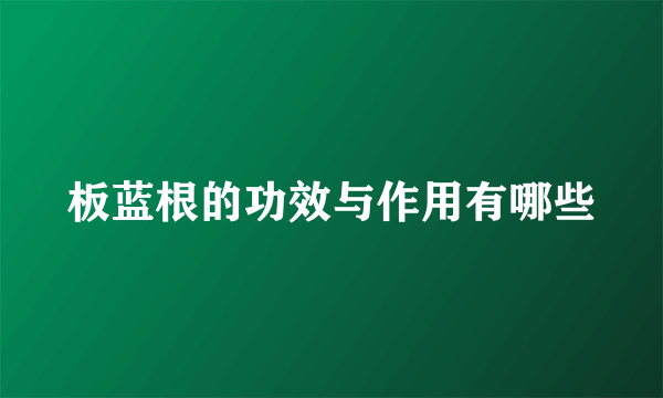 板蓝根的功效与作用有哪些