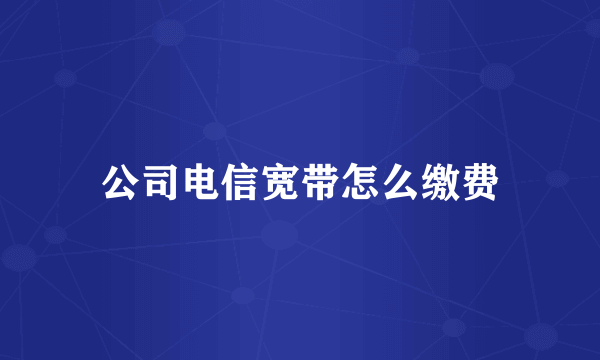 公司电信宽带怎么缴费
