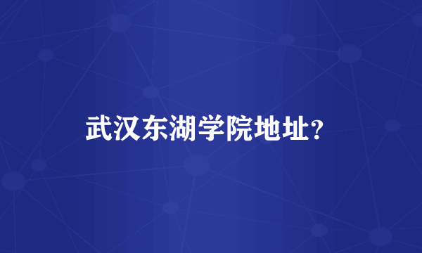 武汉东湖学院地址？