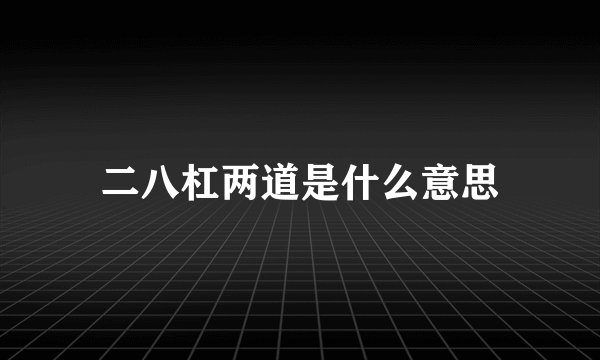 二八杠两道是什么意思