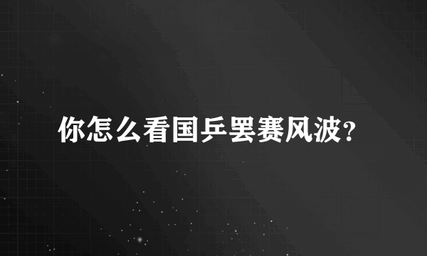 你怎么看国乒罢赛风波？