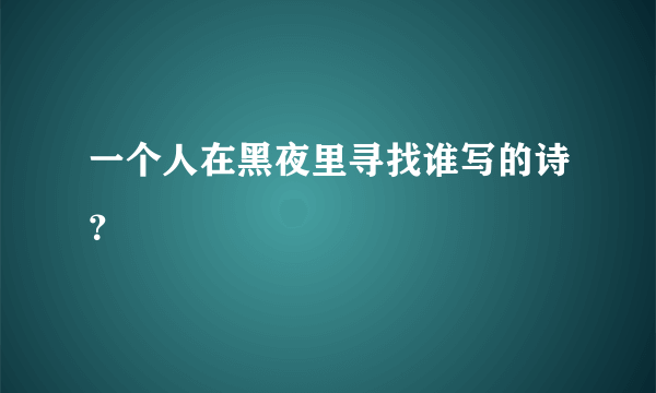 一个人在黑夜里寻找谁写的诗？