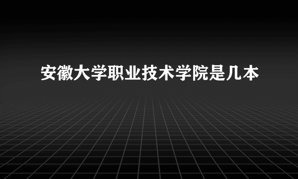 安徽大学职业技术学院是几本