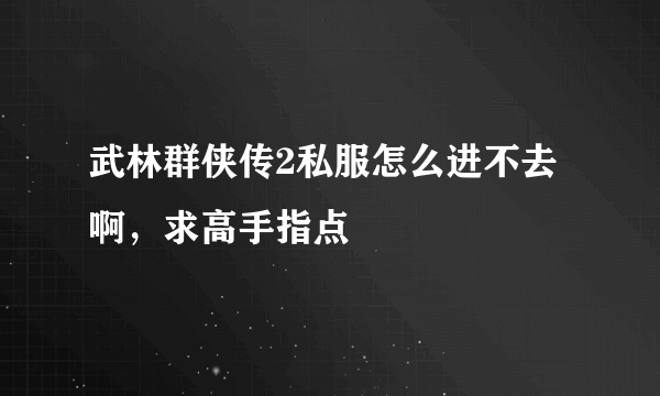 武林群侠传2私服怎么进不去啊，求高手指点
