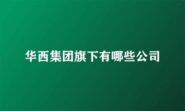 华西集团旗下有哪些公司