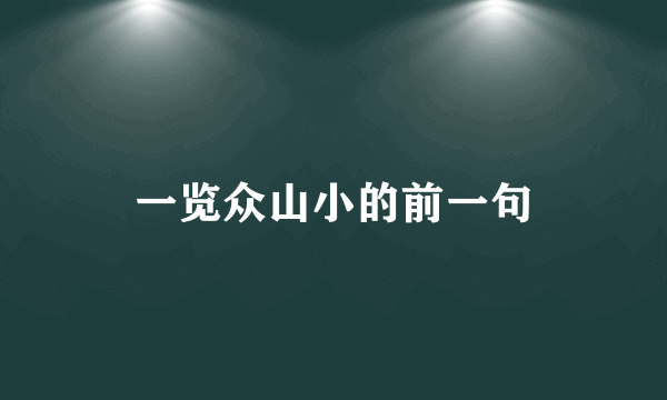 一览众山小的前一句