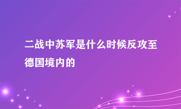 二战中苏军是什么时候反攻至德国境内的