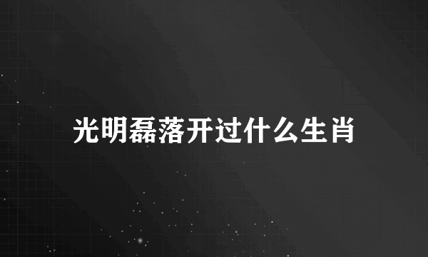 光明磊落开过什么生肖