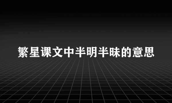 繁星课文中半明半昧的意思