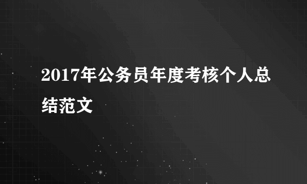 2017年公务员年度考核个人总结范文