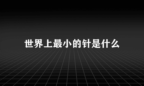 世界上最小的针是什么