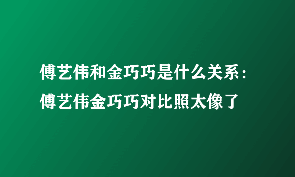 傅艺伟和金巧巧是什么关系：傅艺伟金巧巧对比照太像了