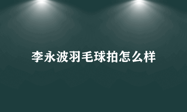 李永波羽毛球拍怎么样