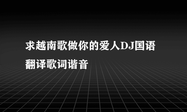 求越南歌做你的爱人DJ国语翻译歌词谐音