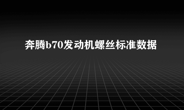 奔腾b70发动机螺丝标准数据
