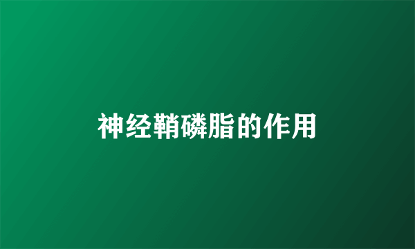 神经鞘磷脂的作用