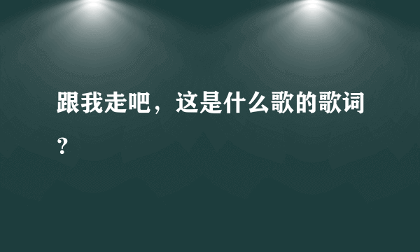 跟我走吧，这是什么歌的歌词？