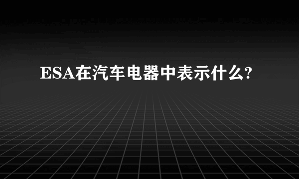ESA在汽车电器中表示什么?