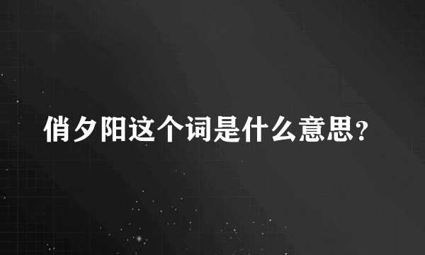 俏夕阳这个词是什么意思？