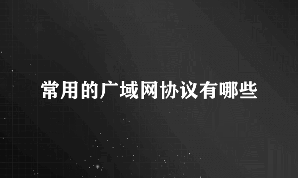 常用的广域网协议有哪些