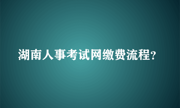 湖南人事考试网缴费流程？