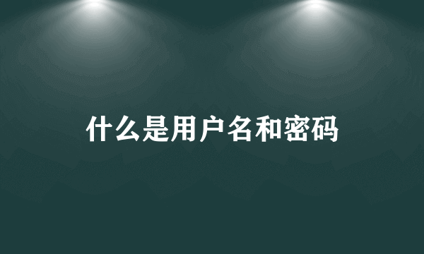 什么是用户名和密码