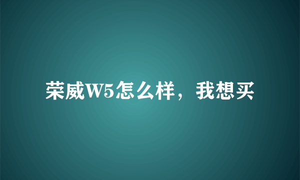 荣威W5怎么样，我想买