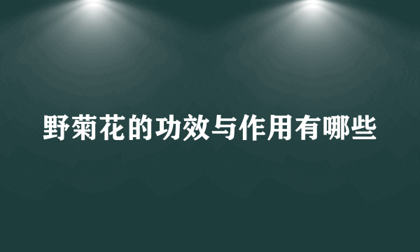 野菊花的功效与作用有哪些