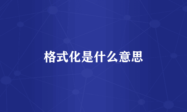 格式化是什么意思