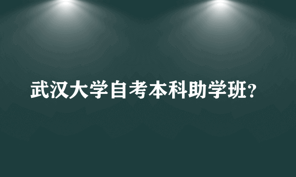 武汉大学自考本科助学班？
