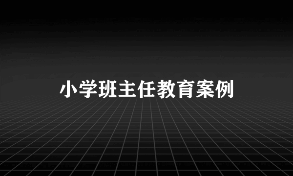 小学班主任教育案例