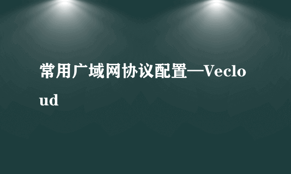 常用广域网协议配置—Vecloud