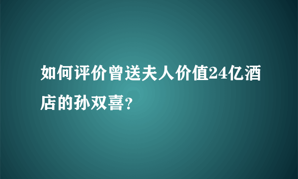 如何评价曾送夫人价值24亿酒店的孙双喜？