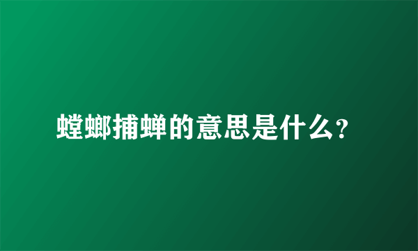 螳螂捕蝉的意思是什么？