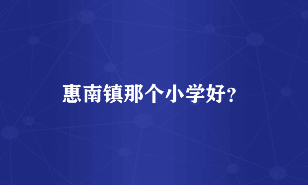 惠南镇那个小学好？
