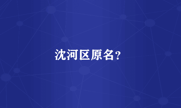 沈河区原名？