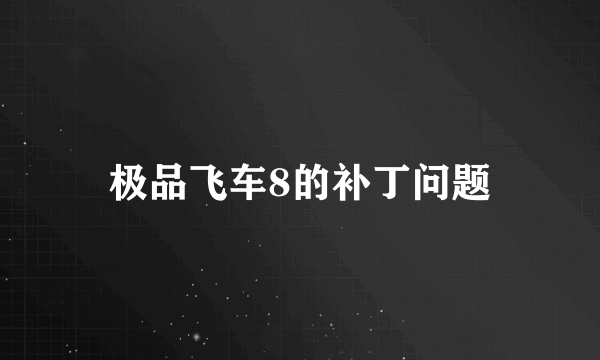极品飞车8的补丁问题