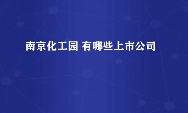 南京化工园 有哪些上市公司
