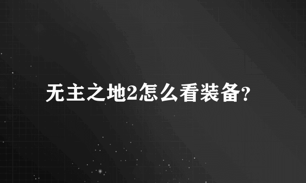 无主之地2怎么看装备？