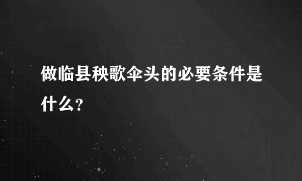 做临县秧歌伞头的必要条件是什么？
