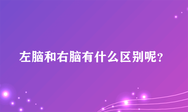 左脑和右脑有什么区别呢？