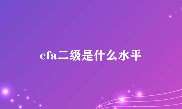 cfa二级是什么水平