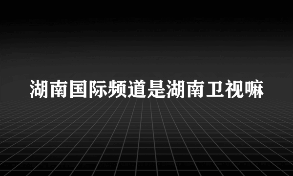 湖南国际频道是湖南卫视嘛