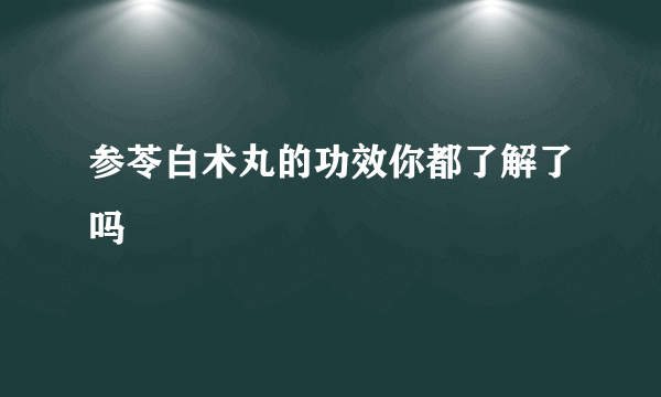 参苓白术丸的功效你都了解了吗